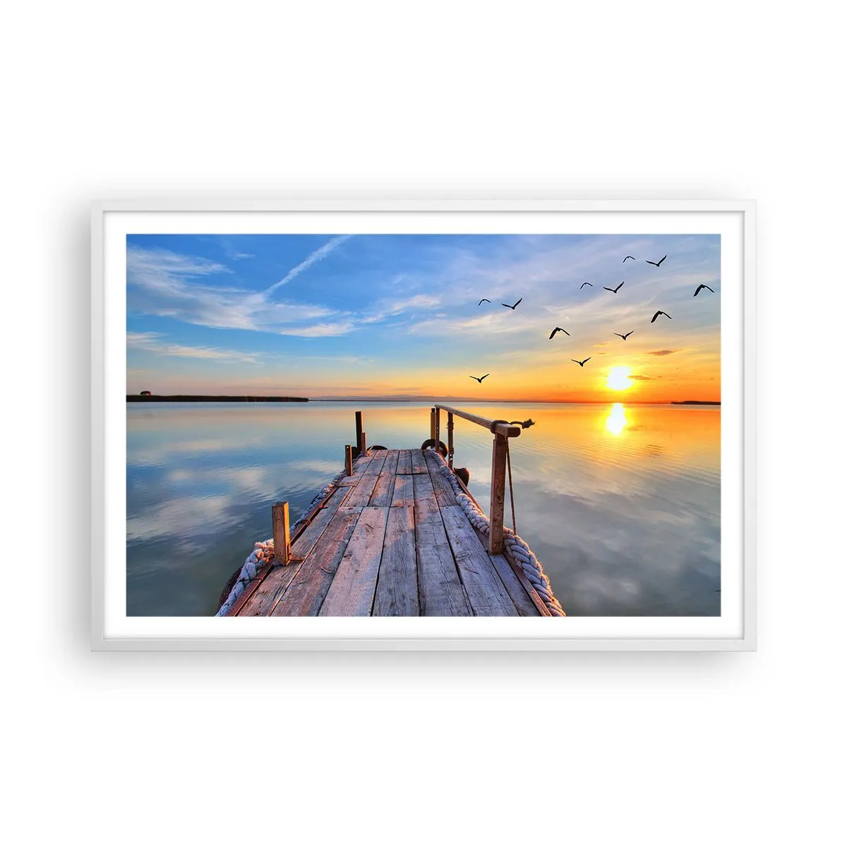 Poster in cornice bianca - Camminando verso il sole - 91x61 cm