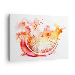 Quadro su tela - Stampe su Tela - Una fetta di pompelmo acquerellata dai colori vivaci - 70x50cm - Succoso rinfresco - Decorazione murale moderna per soggiorno e camera da letto ARTTOR