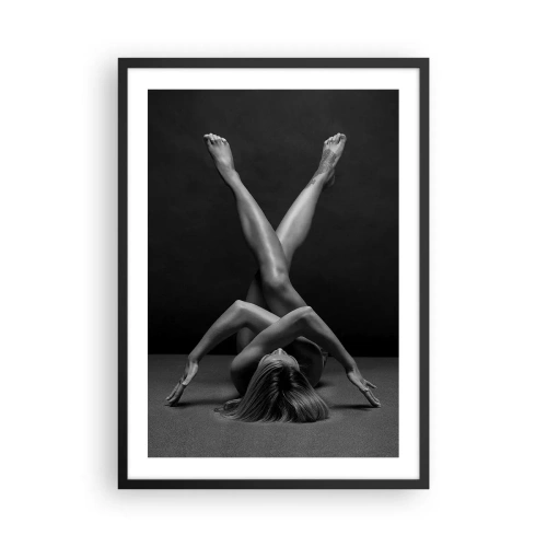 Poster in cornice nera - Un'interpretazione artistica di una silhouette femminile in bianco e nero - 50x70cm - Geometria del nudo - Decorazione murale moderna per soggiorno e camera da letto ARTTOR
