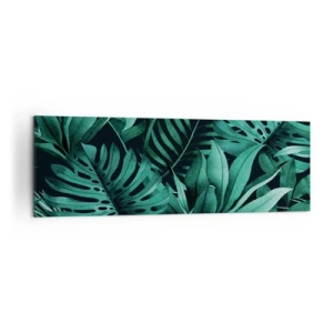 Quadro su tela - Stampe su Tela - Foglie tropicali in tonalità di verde intenso - 160x50cm - Dal profondo del verde tropicale - Decorazione murale moderna per soggiorno e camera da letto ARTTOR