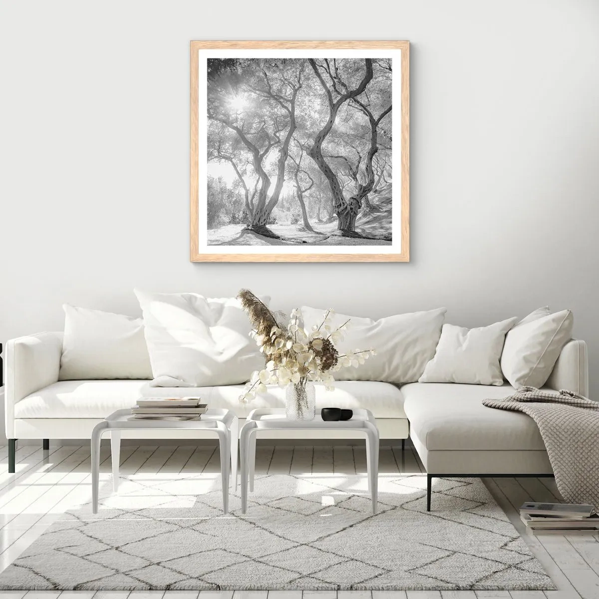Poster in cornice rovere chiaro - Nell'orto degli ulivi - 30x30 cm