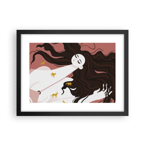 Poster in cornice nera - Il sogno del cavallo d'oro - 40x30 cm