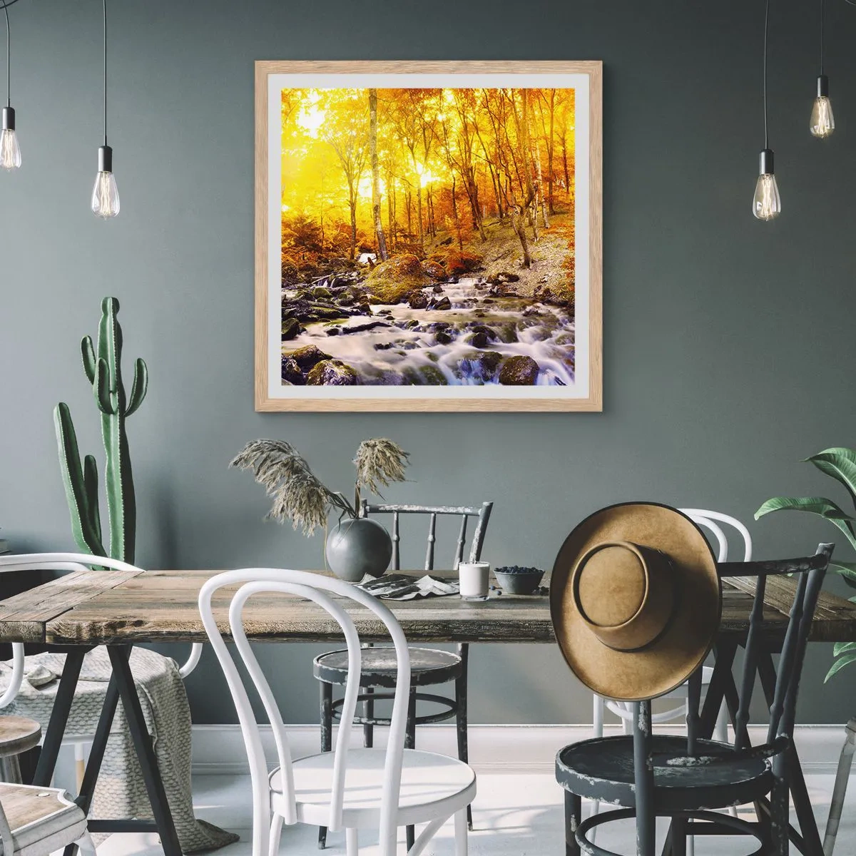 Poster in cornice rovere chiaro - Pietre incorniciate in oro e platino - 30x30 cm