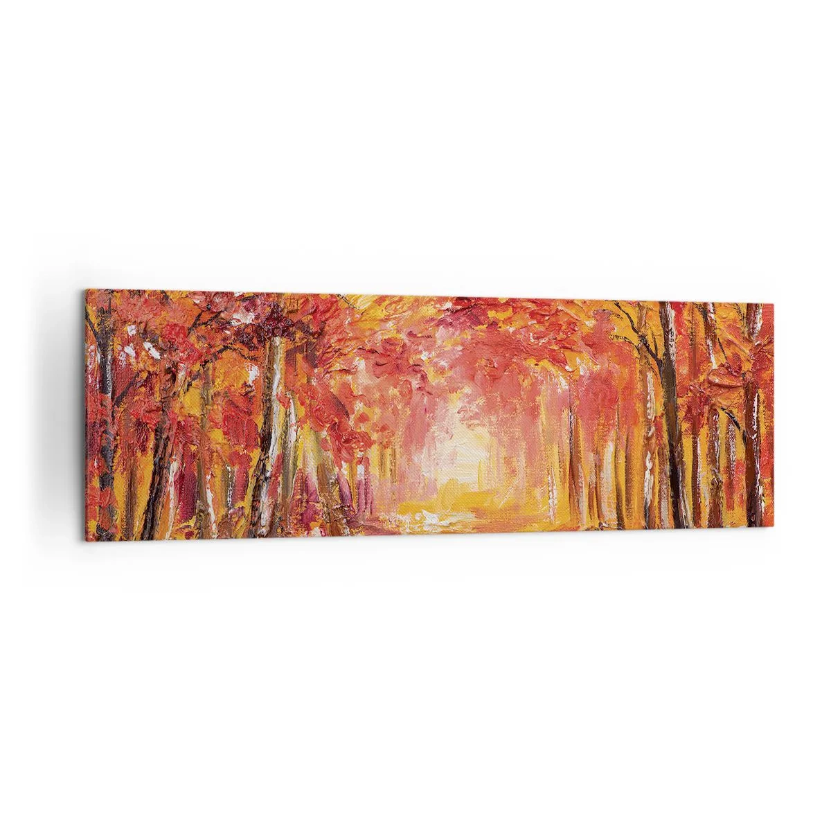 Quadro su tela - Stampe su Tela - Foresta autunnale nei toni del rame e dell'oro - 160x50cm - Foresta di rame - Decorazione murale moderna per soggiorno e camera da letto ARTTOR