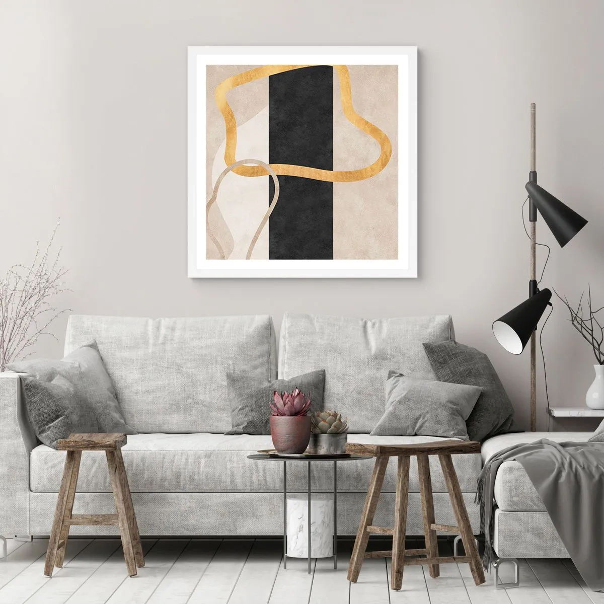 Poster in cornice bianca - Forme intrecciate - 60x60 cm