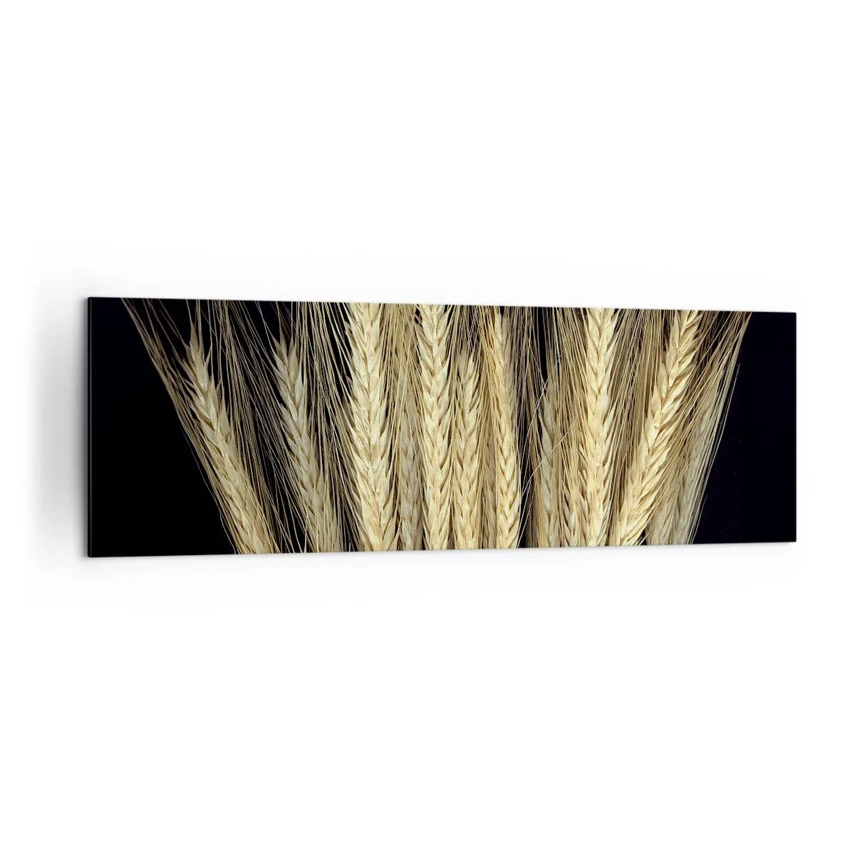 Quadro su tela - Stampe su Tela - Spighe di grano su sfondo nero in stile rustico - 160x50cm - Magia rustica - Decorazione murale moderna per soggiorno e camera da letto ARTTOR