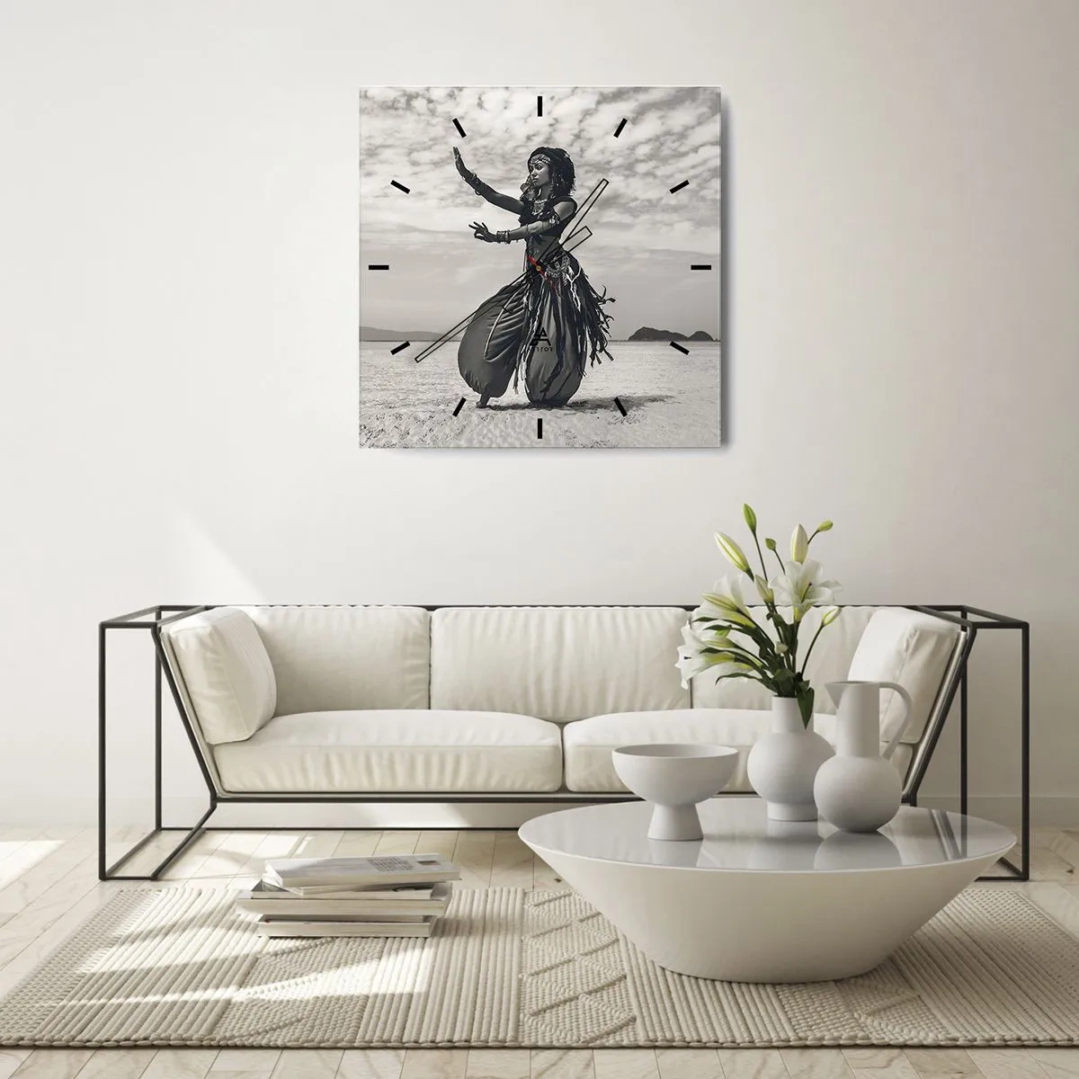 Orologio da parete - Orologio in Vetro - Ballerina esotica sullo sfondo del deserto - 30x30cm - Il ballo delle isole del sud - Decorazione murale moderna per soggiorno e camera da letto ARTTOR