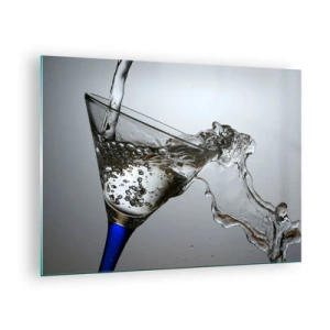 Quadro su vetro - Acqua che schizza in un bicchiere da martini - 70x50cm - Acqua cristallina in vetro di cristallo - Decorazione murale moderna per soggiorno e camera da letto ARTTOR