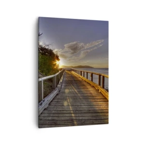 Quadro su tela - Stampe su Tela - Un molo di legno conduce verso il tramonto sull'acqua - 50x70cm - Incamminarsi sempre verso il sole - Decorazione murale moderna per soggiorno e camera da letto ARTTOR