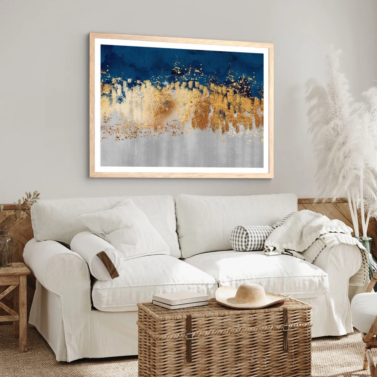 Poster in cornice rovere chiaro - Composizione moderna con bagliore - 100x70 cm