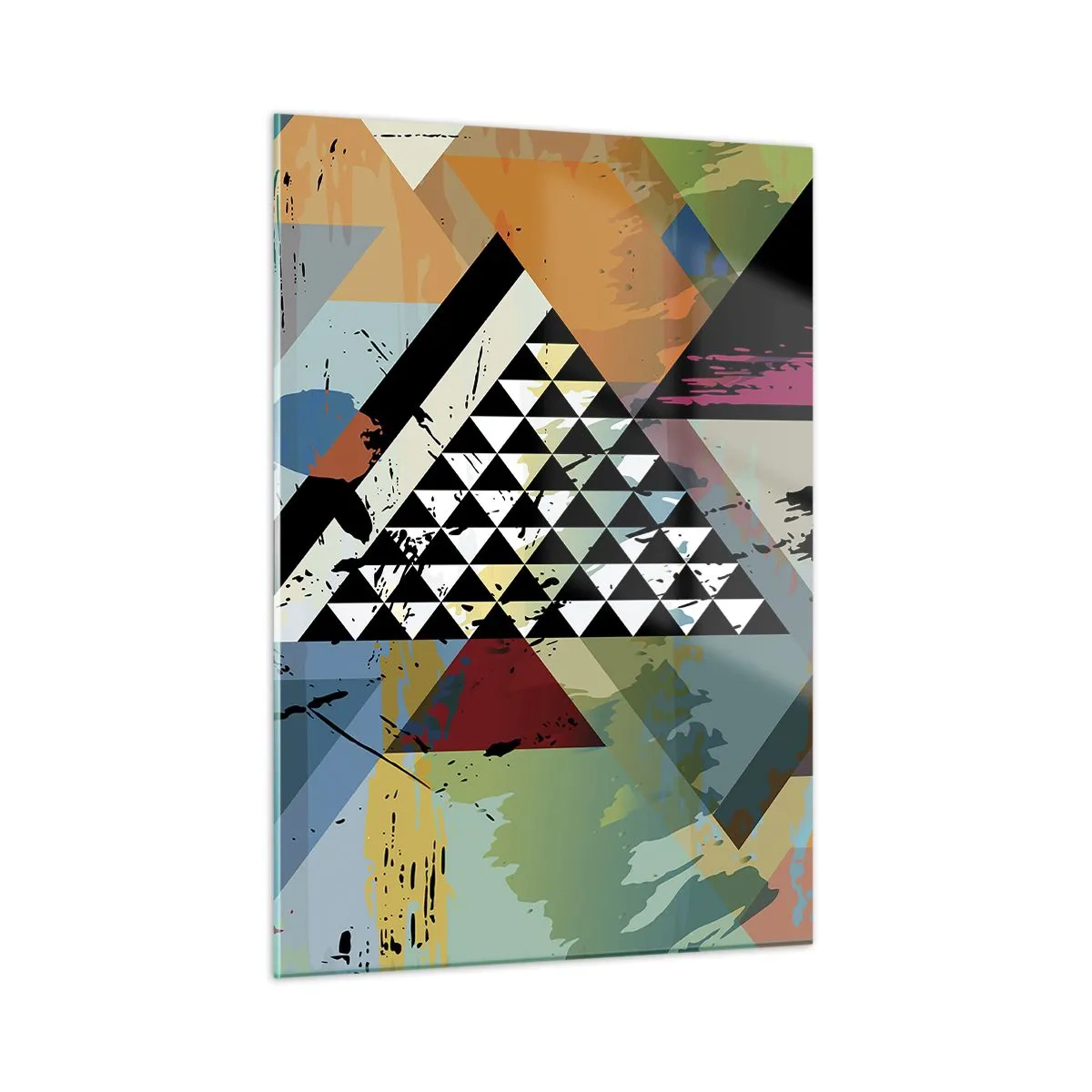 Quadro su vetro - Composizione astratta di forme geometriche e colori - 50x70cm - Come è semplice - Decorazione murale moderna per soggiorno e camera da letto ARTTOR
