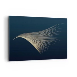Quadro su tela - Stampe su Tela - Una delicata linea simile a una piuma su uno sfondo blu navy - 100x70cm - Come un capello d'angelo - Decorazione murale moderna per soggiorno e camera da letto ARTTOR