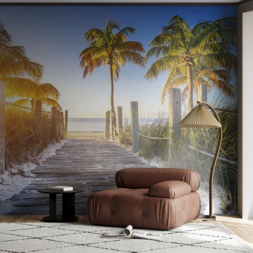 Fotomurali Premium Canvas - Dritto in paradiso - Paesaggio, Palma da cocco, Spiaggia - 150x105 cm