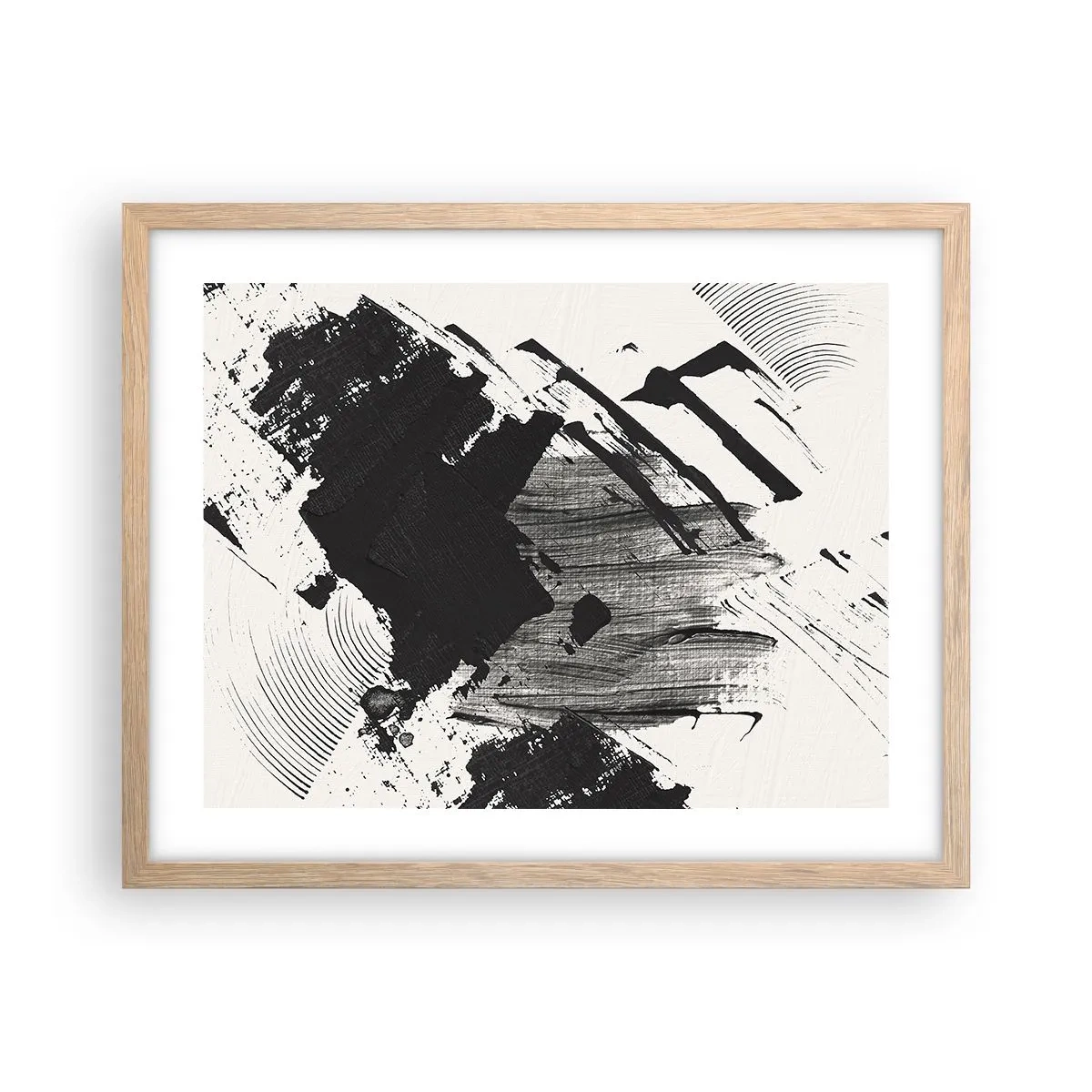 Poster in cornice rovere chiaro - Astrazione: espressione di nero - 50x40 cm