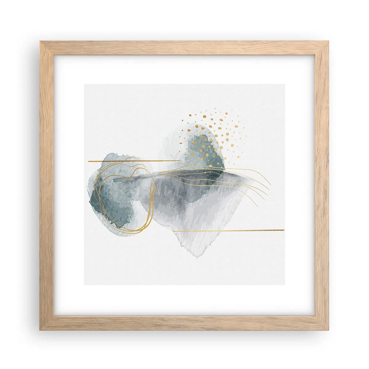 Poster in cornice rovere chiaro - Sui legami del grigio e dell'oro - 30x30 cm