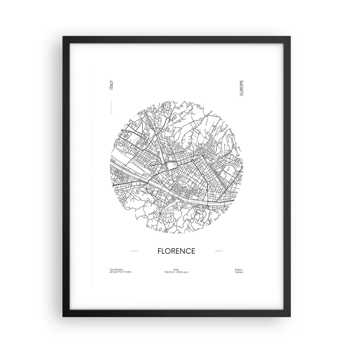 Poster in cornice nera - Anatomia di Firenze - 40x50 cm