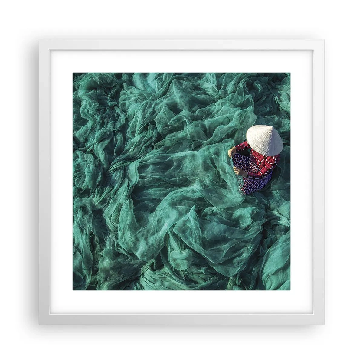 Poster in cornice bianca - Nel mare di reti - 40x40 cm