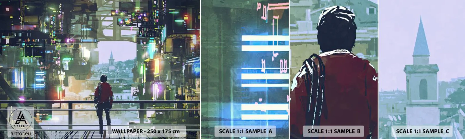 Campione Di Fotomurale Standard Eco - Due mondi - Città, Architettura, Astrazione - 100x30 cm