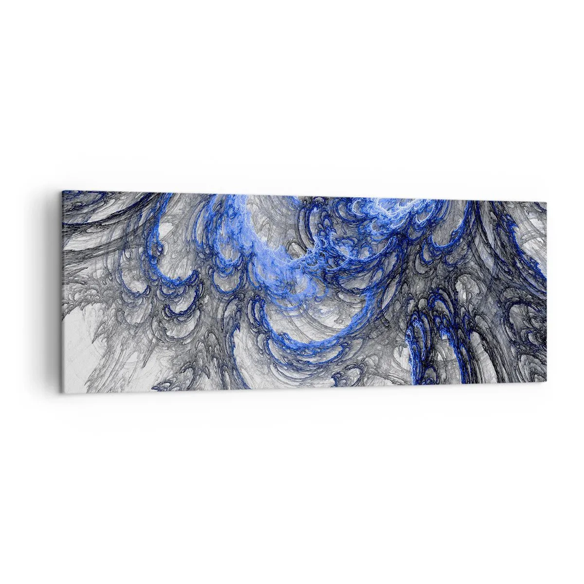 Quadro su tela - Stampe su Tela - Onde astratte nei toni del blu e del grigio - 140x50cm - La nascita dell'onda - Decorazione murale moderna per soggiorno e camera da letto ARTTOR