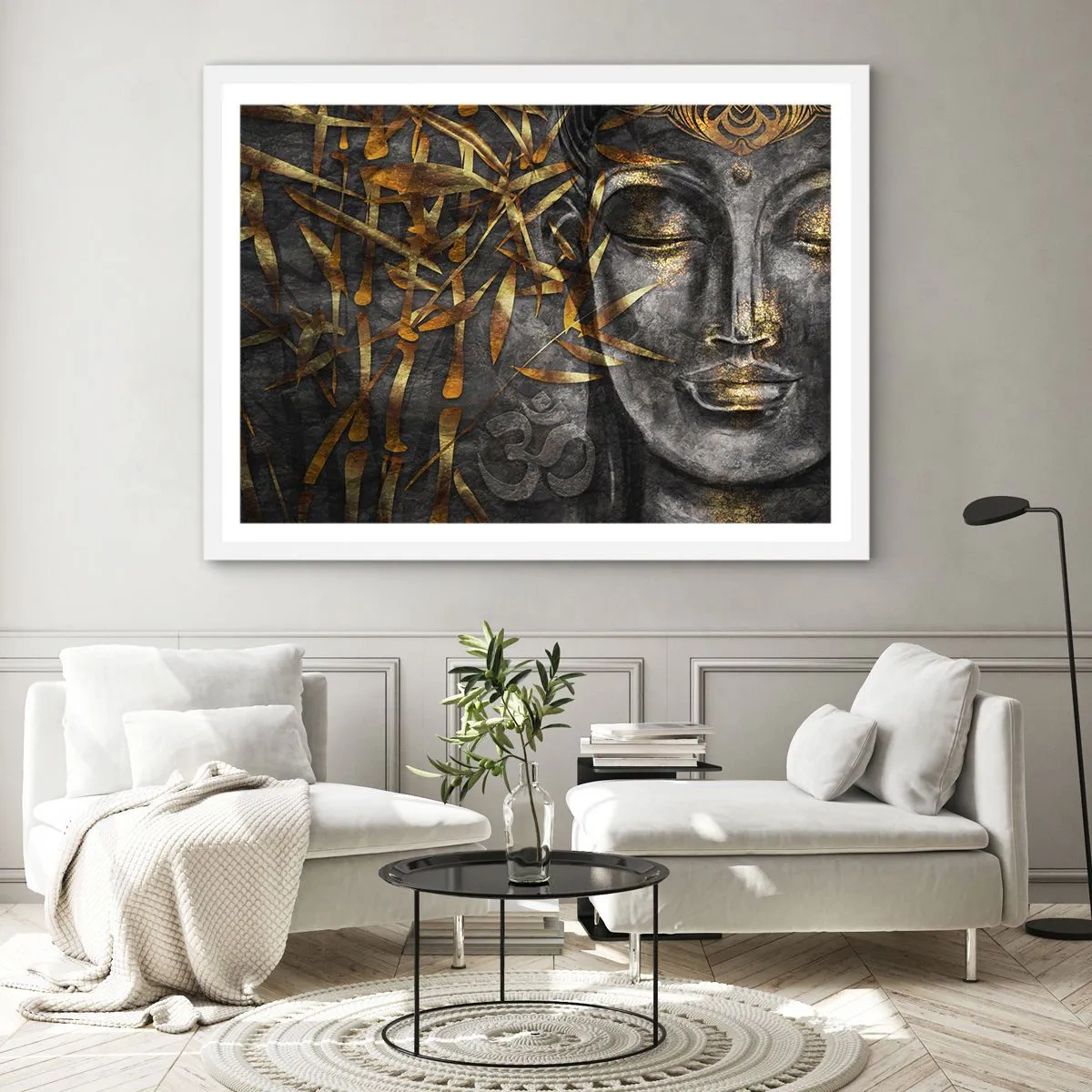 Poster in cornice bianca - Senti la pace - 100x70 cm