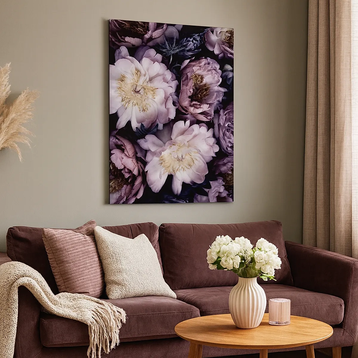 Quadro su tela - Stampe su Tela - Fiori in delicate tonalità pastello - 50x70cm - Bouquet nel vecchio stile - Decorazione murale moderna per soggiorno e camera da letto ARTTOR