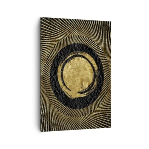 Quadro su tela - Stampe su Tela - Composizione geometrica in nero e oro con raggi - 70x100cm - Composizione glamour - Decorazione murale moderna per soggiorno e camera da letto ARTTOR