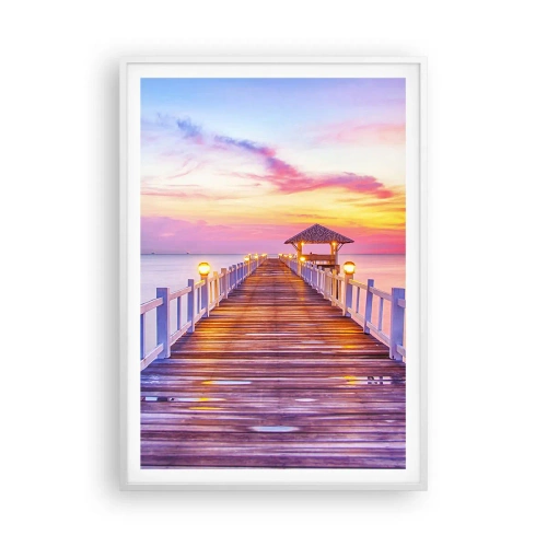 Poster in cornice bianca - Silenzio della sera in lilla e oro - 70x100 cm