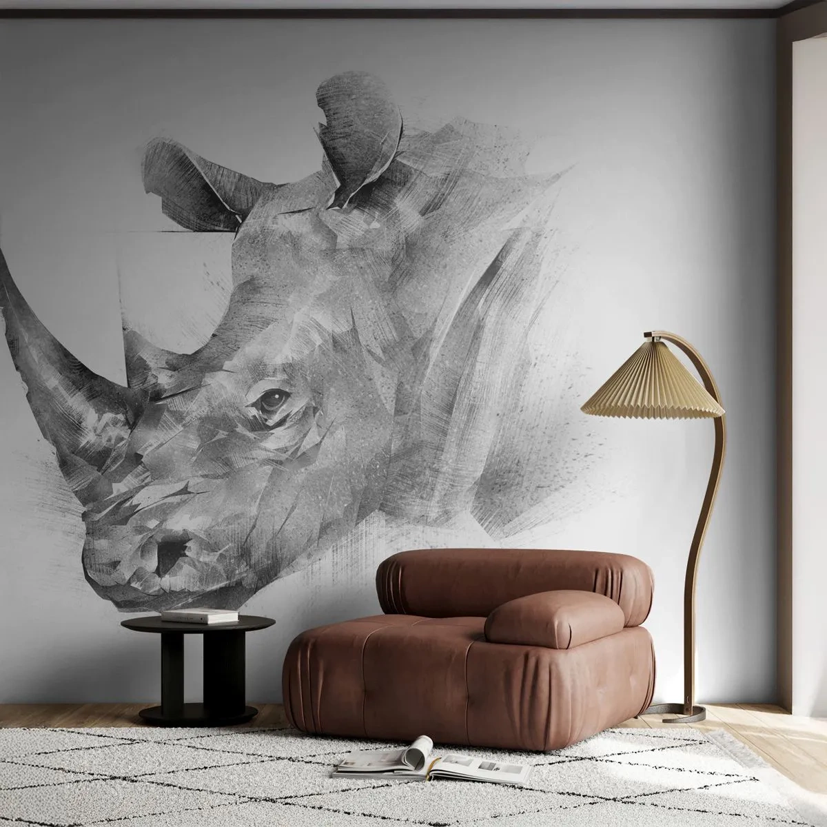Fotomurale su misura Standard Eco - Ritratto africano - Astrazione, Rinoceronte, Animali