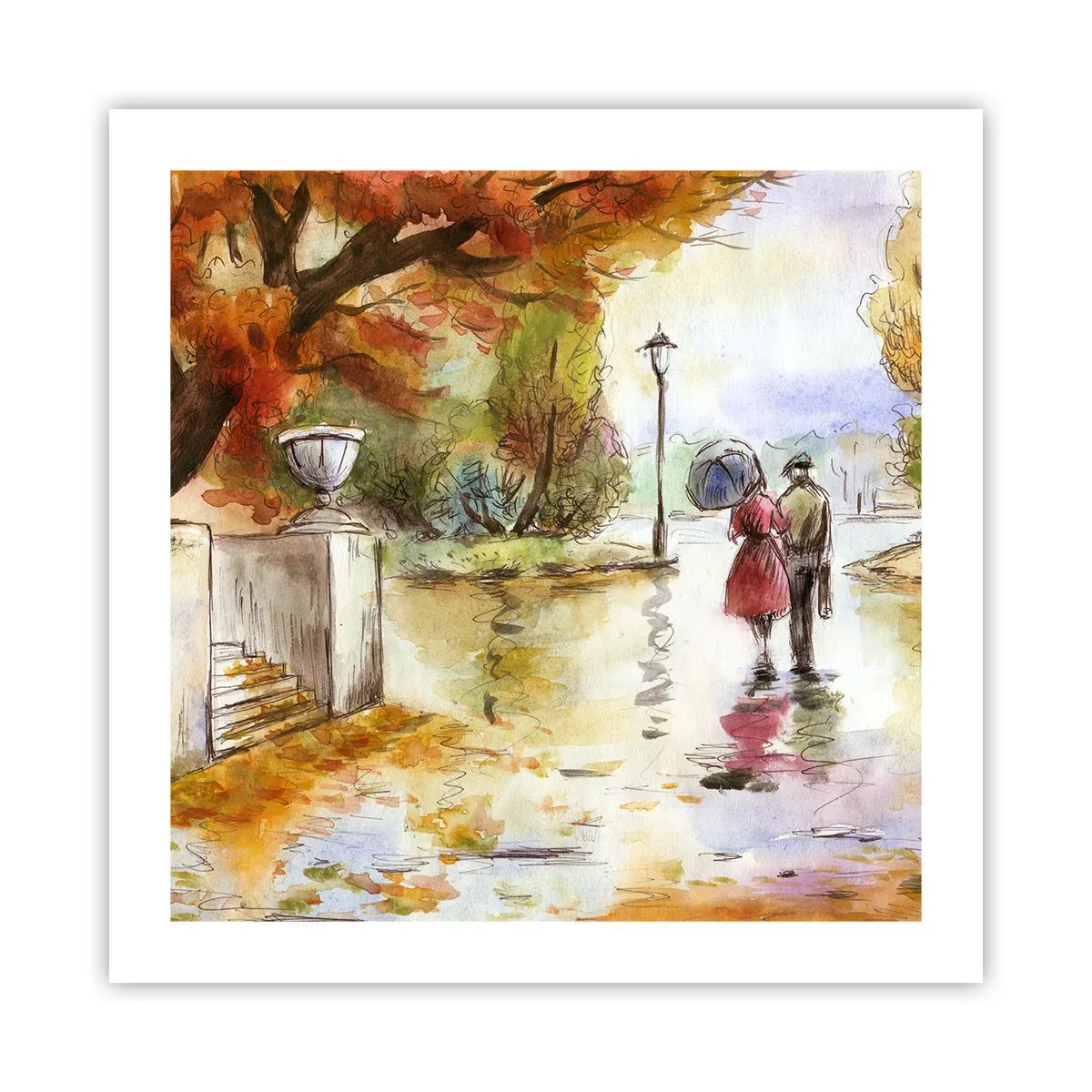 Poster - Autunno romantico nel parco - 50x50 cm