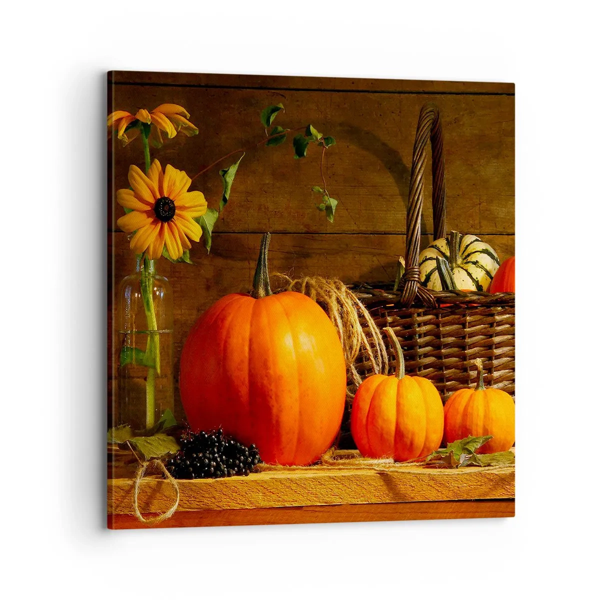 Quadro su tela - Stampe su Tela - Composizione rustica: i doni dell'autunno - 70x70 cm