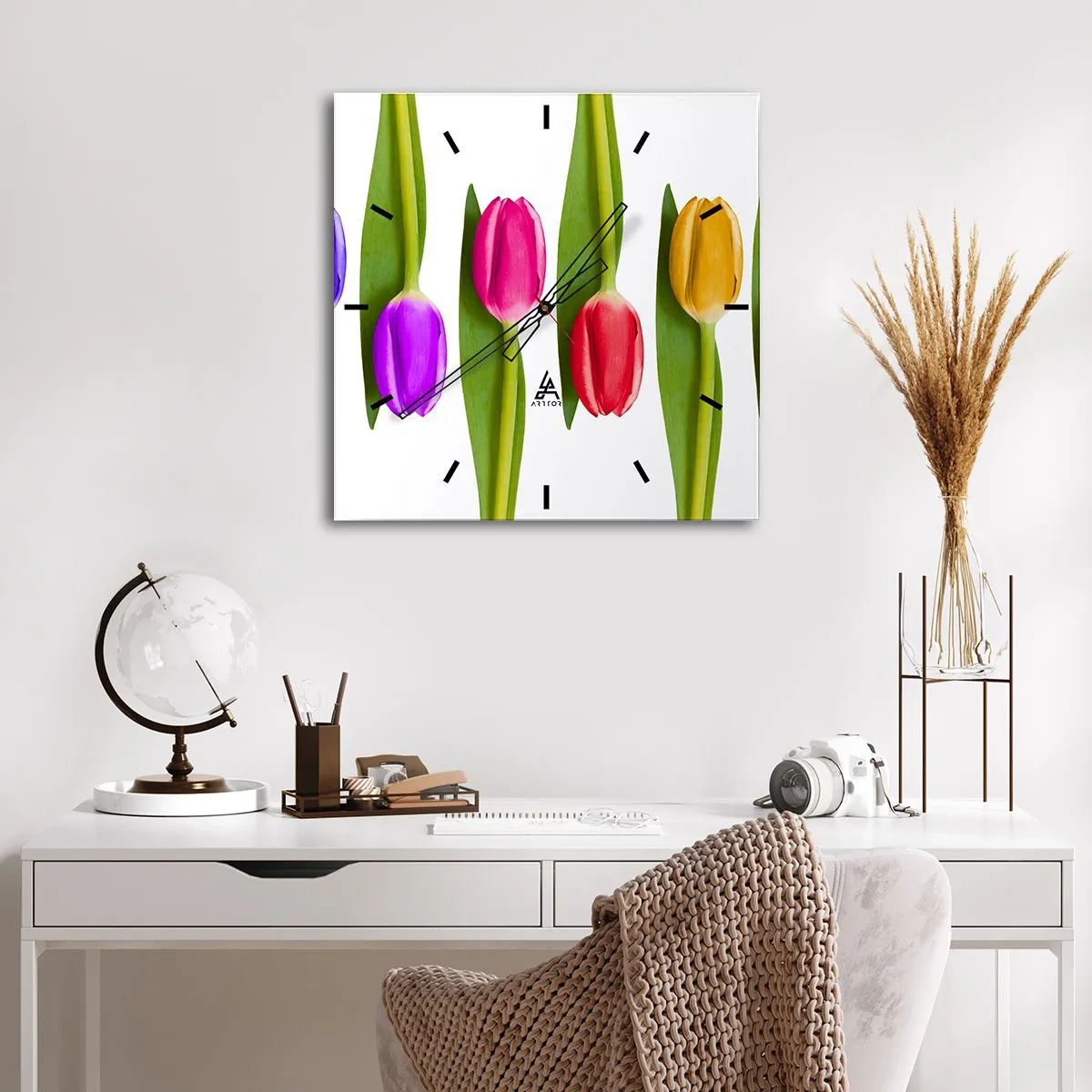 Orologio da parete - Orologio in Vetro - Composizione arcobaleno - 40x40 cm