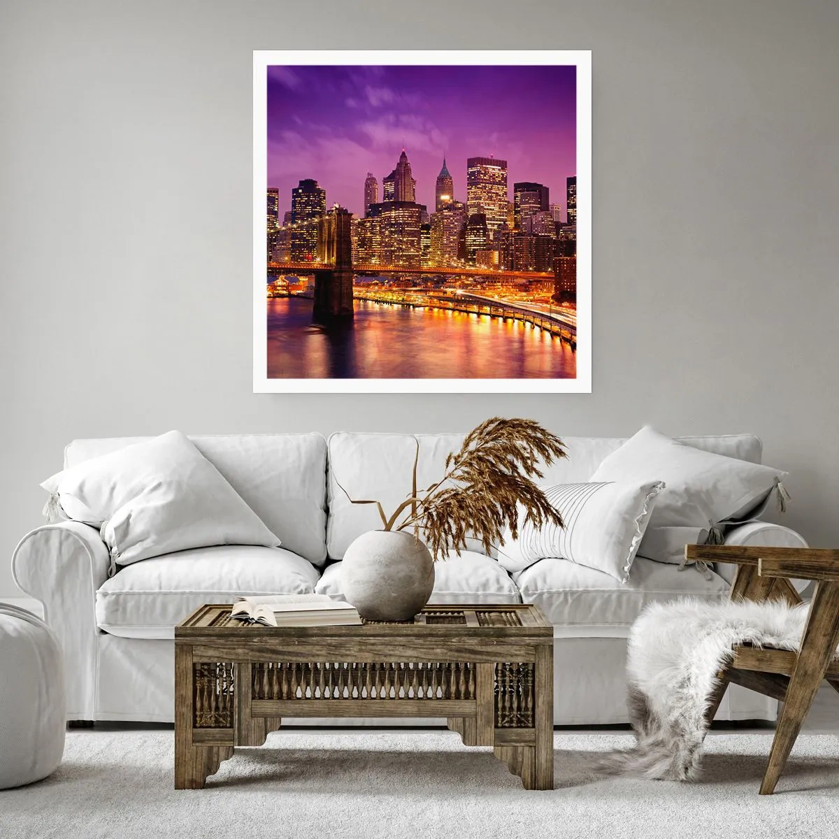 Poster - Manhattan in viola e oro - 40x40 cm
