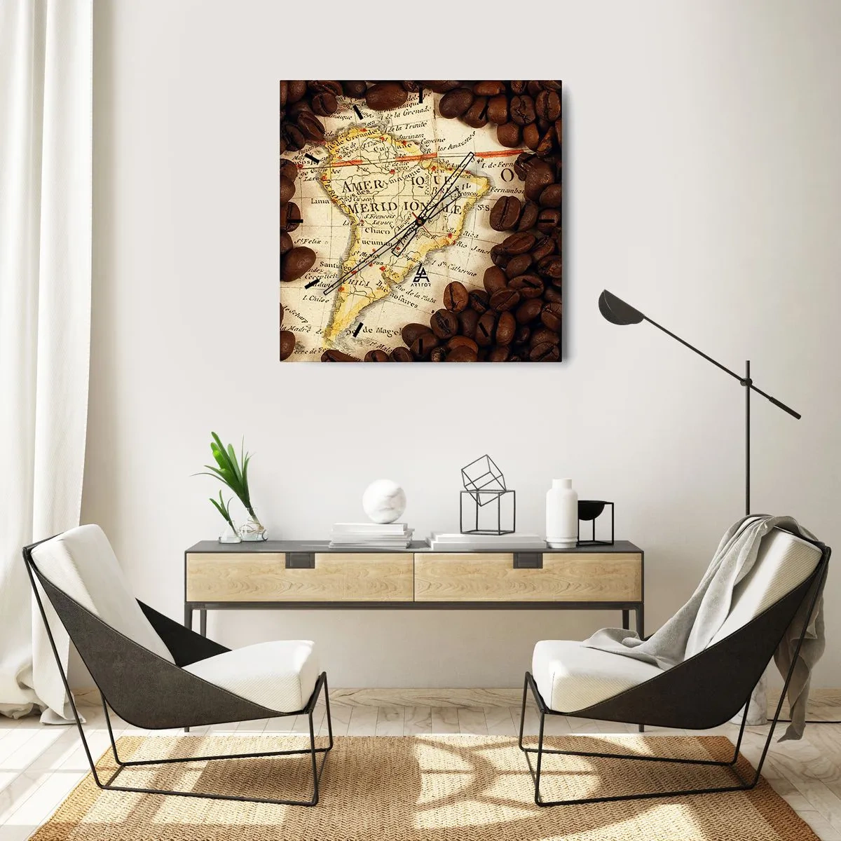 Orologio da parete - Orologio in Vetro - Da dove viene il miglior caffè? - 40x40 cm