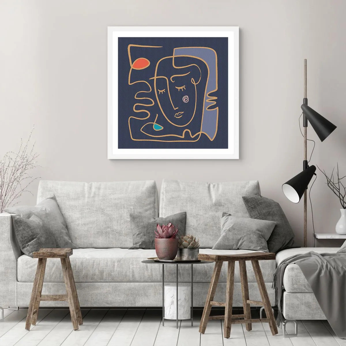 Poster in cornice bianca - Pensierosa - 40x40 cm