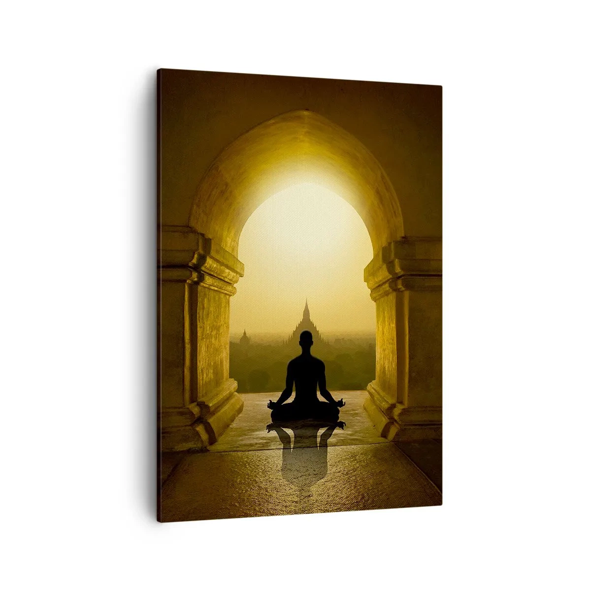 Quadro su tela - Stampe su Tela - Silhouette di una persona in meditazione alla luce del sole al tramonto - 50x70cm - Armonia completa - Decorazione murale moderna per soggiorno e camera da letto ARTTOR