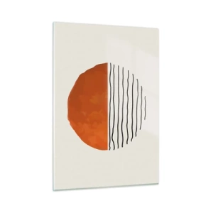 Quadro su vetro - Sole minimalista sopra la linea dell'onda - 50x70cm - Atmosfera giapponese - Decorazione murale moderna per soggiorno e camera da letto ARTTOR