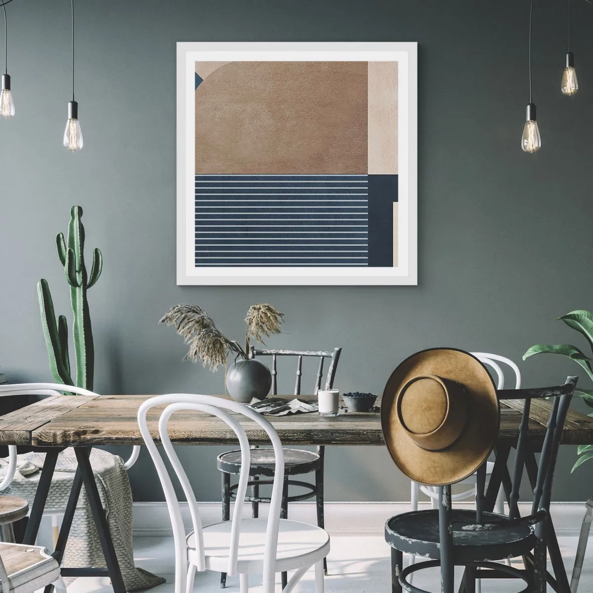 Poster in cornice bianca - Composizione di semplicità e rotondità - 60x60 cm