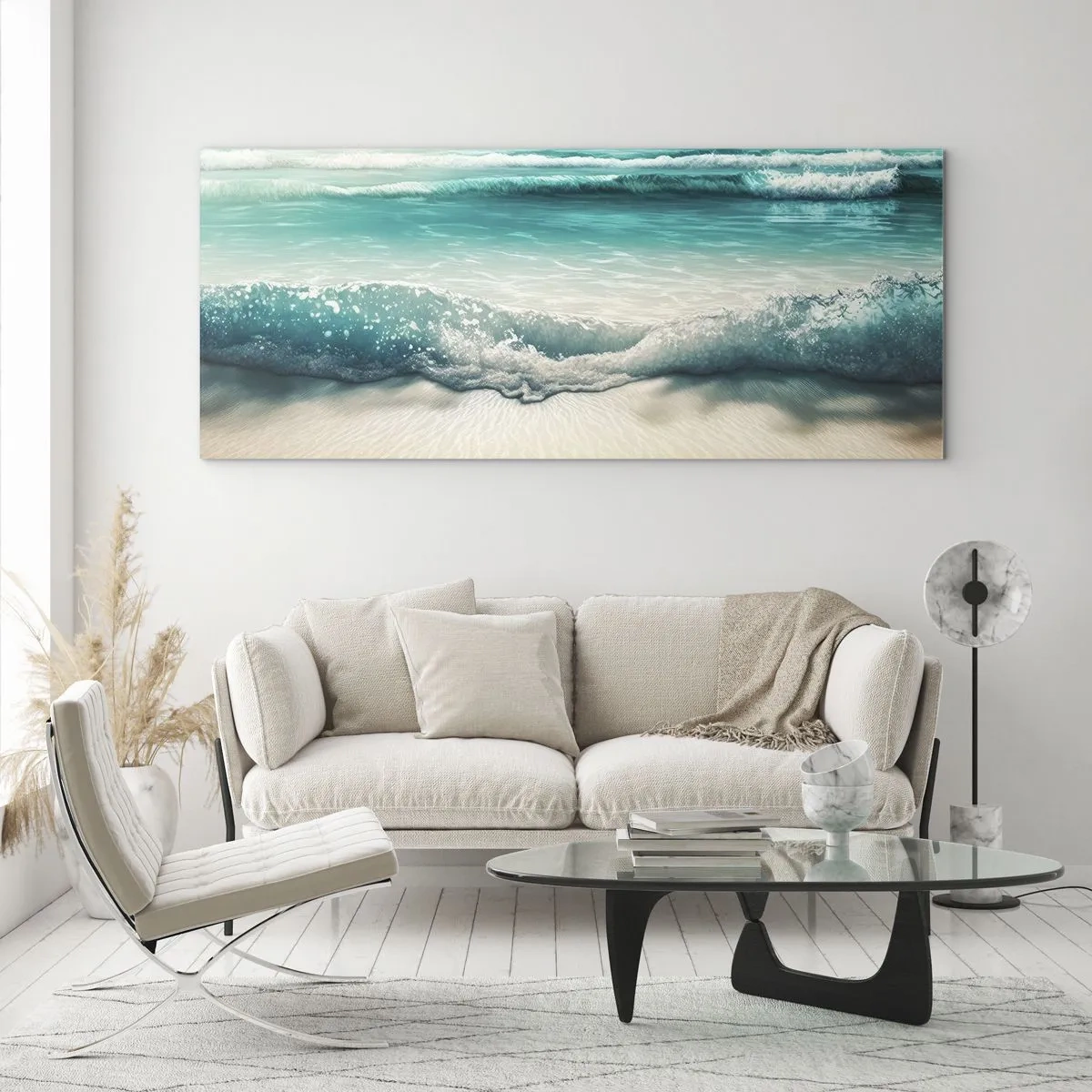 Quadro su vetro - La calma dell'oceano - 90x30 cm