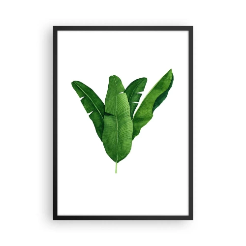 Poster in cornice nera - Illustrazione ad acquerello di foglie di banano disposte simmetricamente su uno sfondo bianco. - 50x70cm - Simmetria verde - Decorazione murale moderna per soggiorno e camera da letto ARTTOR