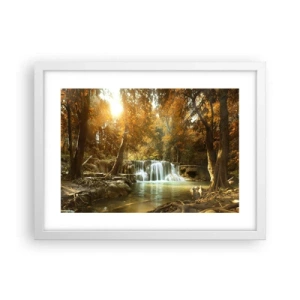 Poster in cornice bianca - Cascata nel parco - 40x30 cm