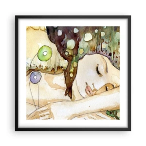 Poster in cornice nera - Sogno smeraldo e viola - 50x50 cm
