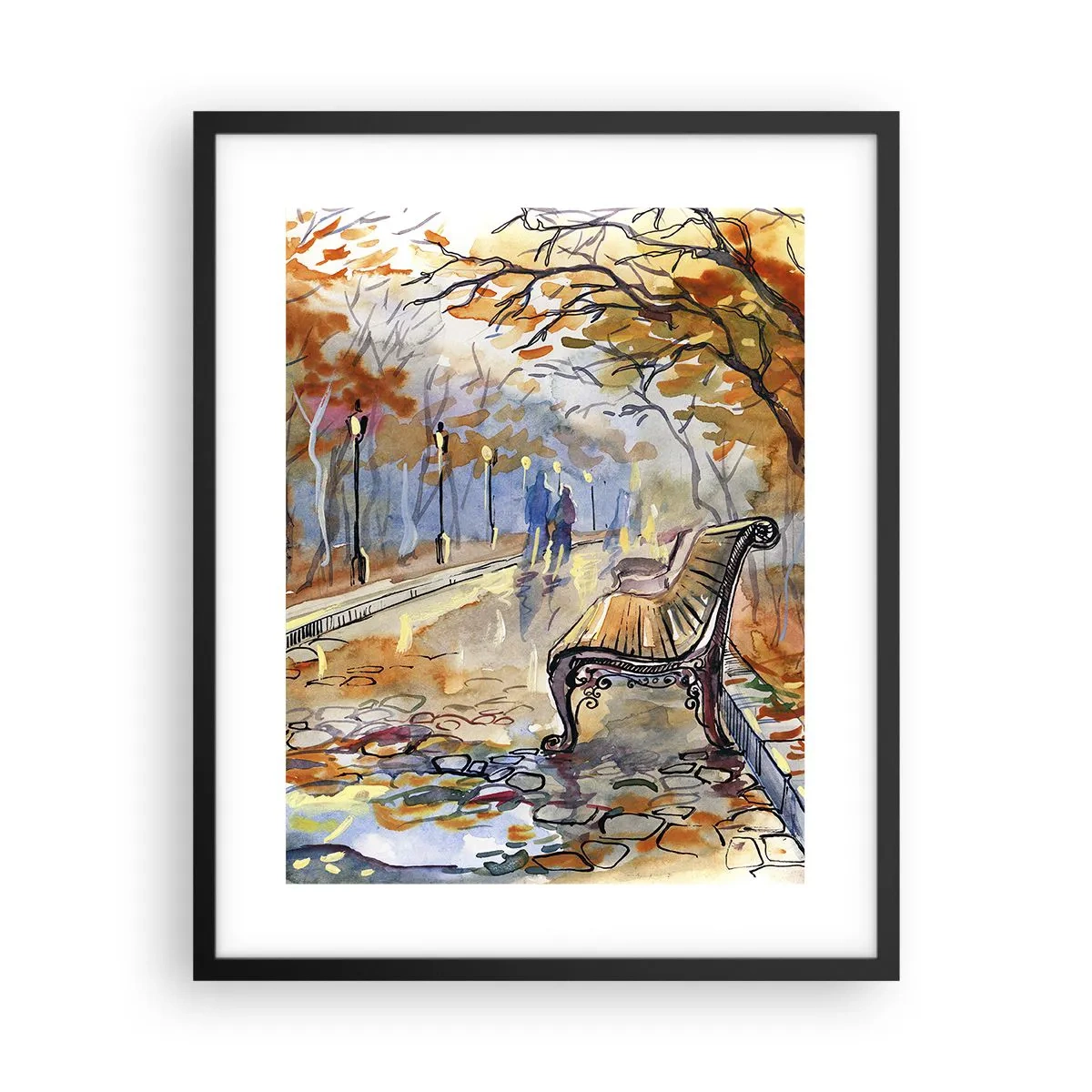 Poster in cornice nera - Passeggiando insieme l'autunno - 40x50 cm