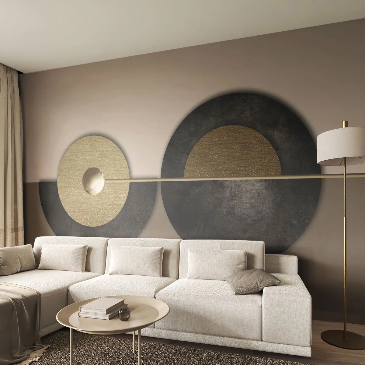 Fotomurali Premium Canvas - Variazioni attorno al cerchio - Ruote, Astrazione, Art Deco - 350x256 cm