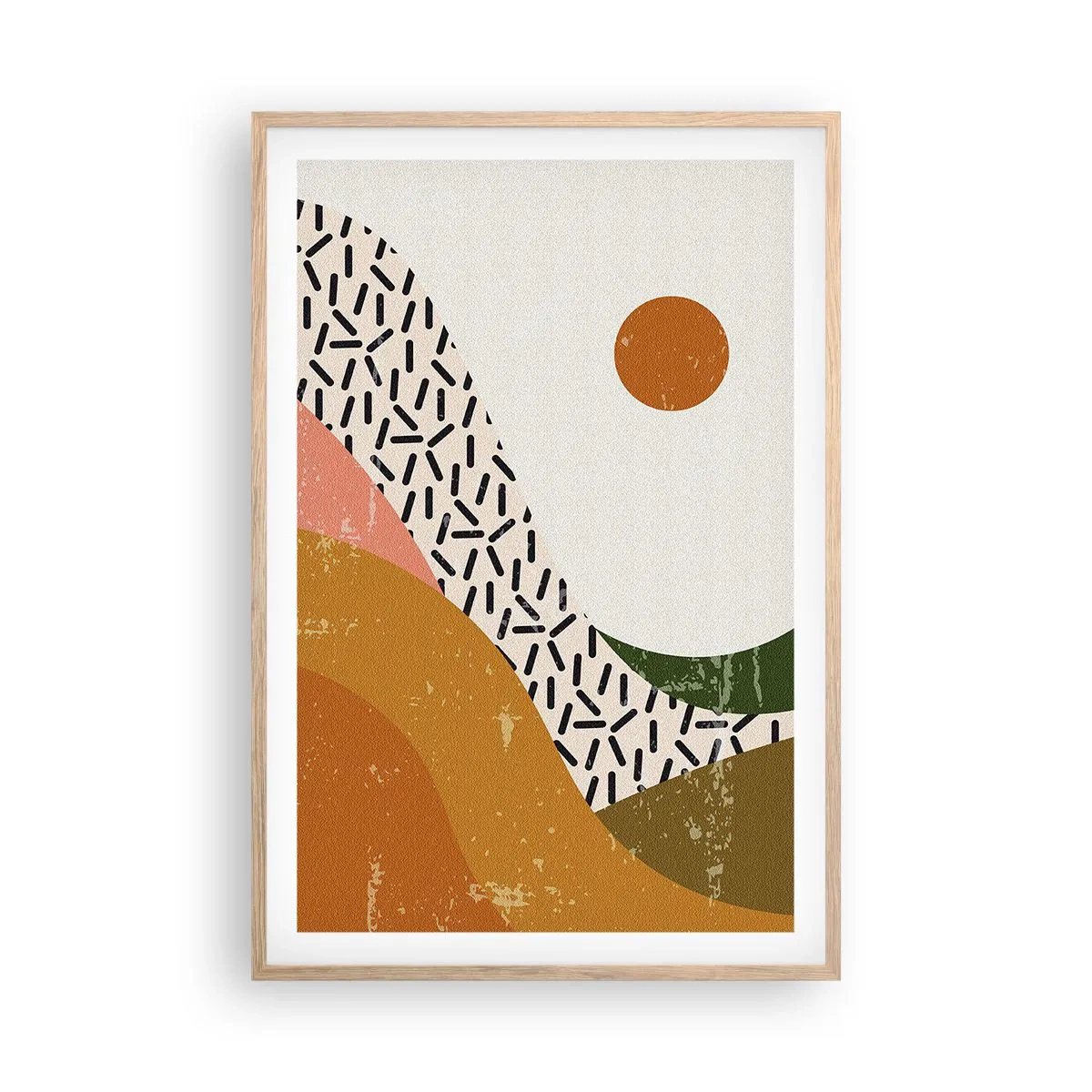 Poster in cornice rovere chiaro - Astrazione solare - 61x91 cm