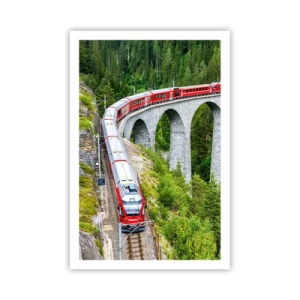 Poster - Il treno tra i monti - 61x91 cm