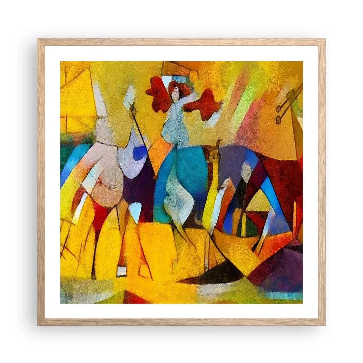 Poster in cornice rovere chiaro - Sole - vita - gioia - 60x60 cm