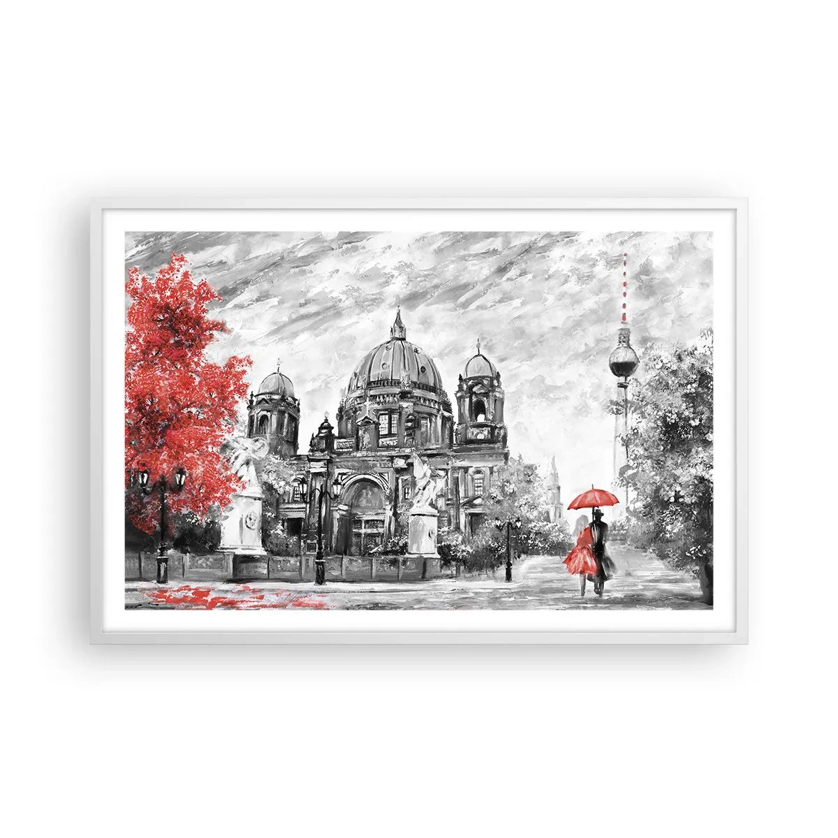 Poster in cornice bianca - Incontro a Berlino - 91x61 cm