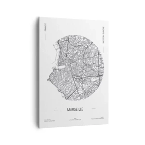 Quadro su tela - Stampe su Tela - Mappa di Marsiglia in stile minimalista - 50x70cm - Anatomia di Marsiglia - Decorazione murale moderna per soggiorno e camera da letto ARTTOR