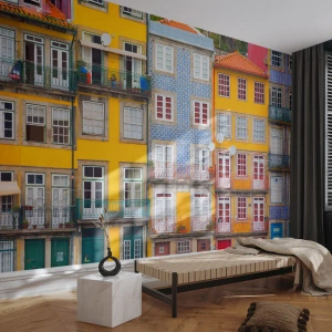 Fotomurale su misura Premium Sand - I colori della città vecchia - Città, Oporto, Architettura