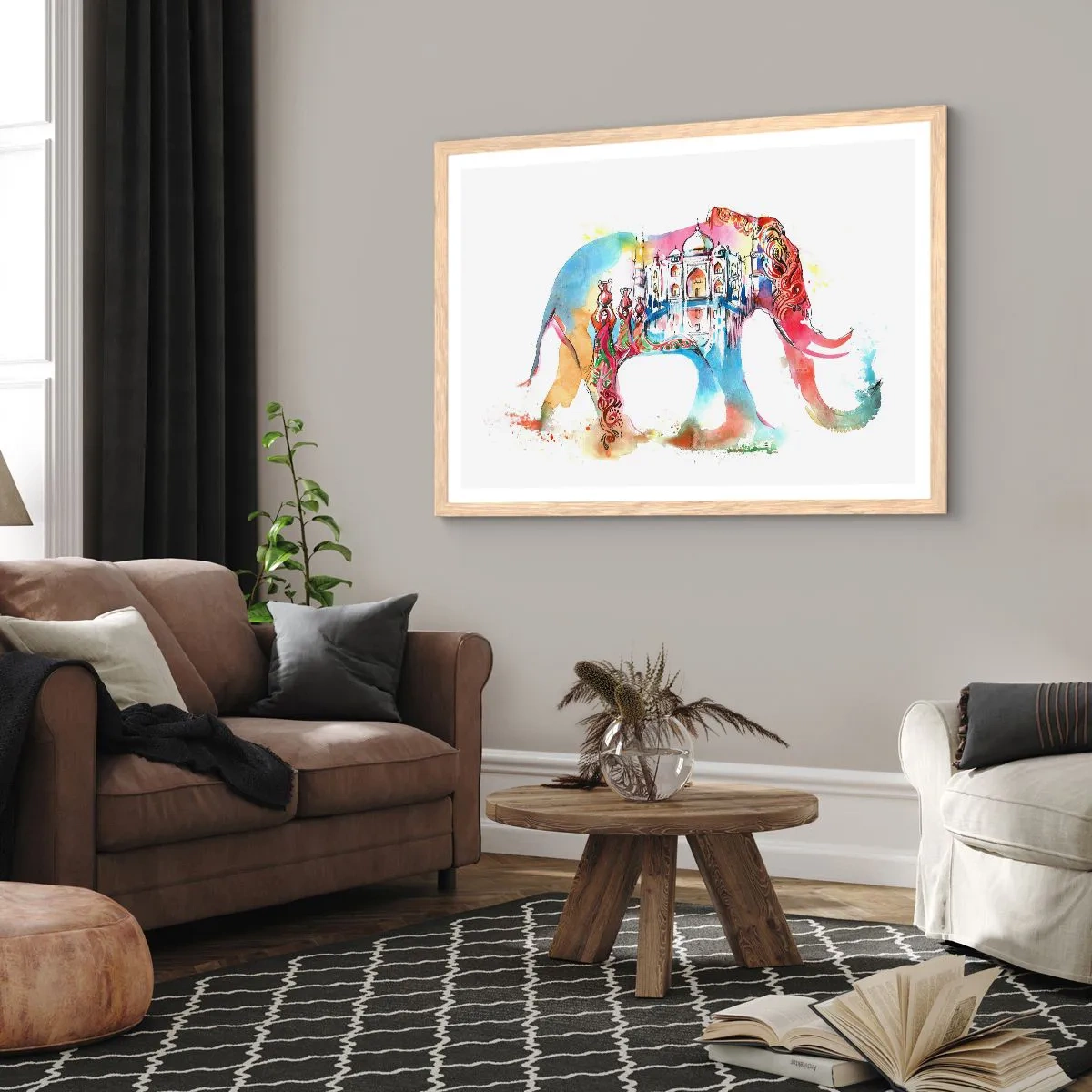 Poster in cornice rovere chiaro - India: aura d'amore - 91x61 cm